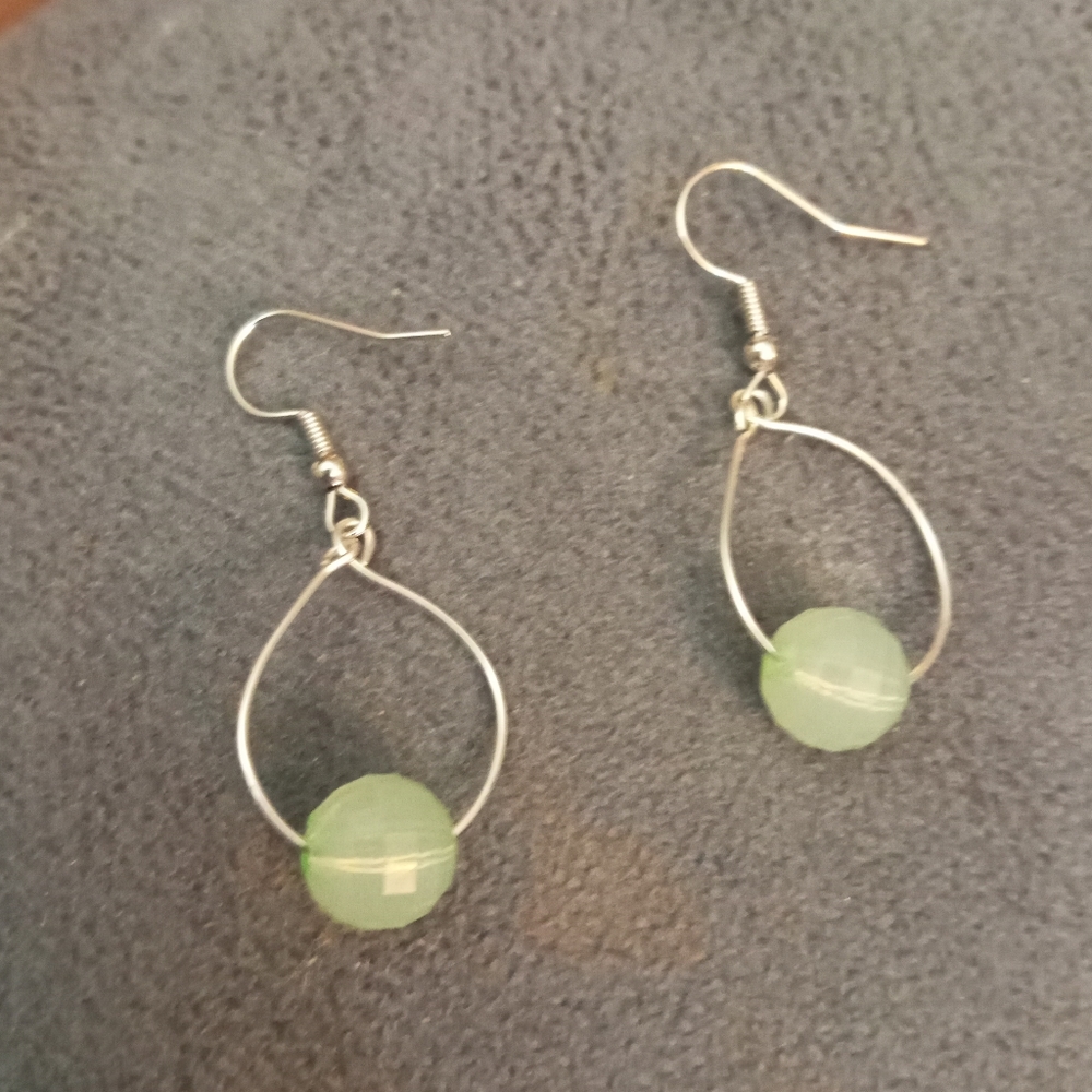 Hand crafted SILVER PLATED HOOP STATEMENT DROP EARRINGS